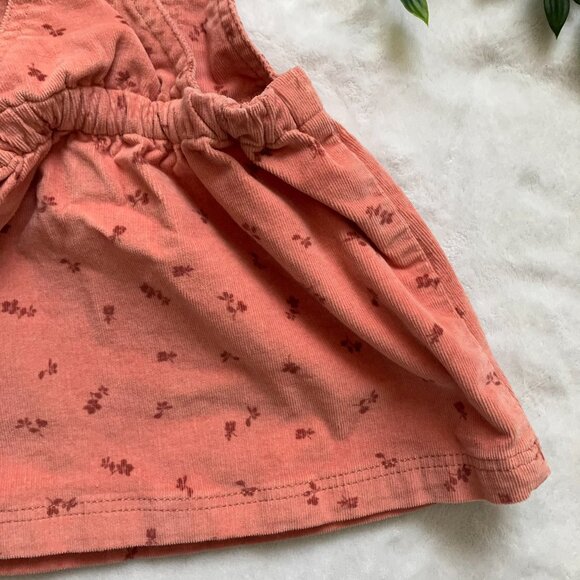 Joe Fresh Baby Toddler Overall Corduroy Dress 12-18M | Coral Pink Floral EUC - Picture 12 of 13